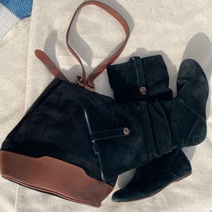 UGG Boot & Bag SET! Black Suede! In GUC! WOW!🤩 RARE UGGS!🔥